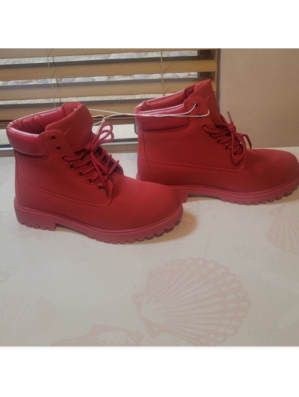 Red Hiking Work Boots Size 10